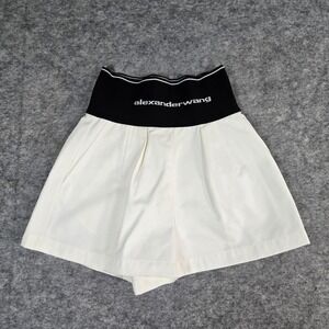 Alexander Wang White Logo Elastic Waistband‎ Safari Shorts Womens 0